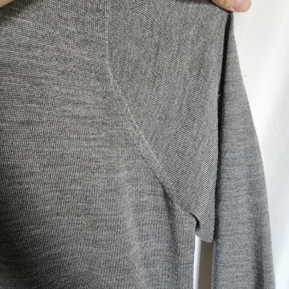 Peter Millar Autumn Crest Suede Trim Quarter Zip XL British Grey Merino Wool - Picture 4 of 9